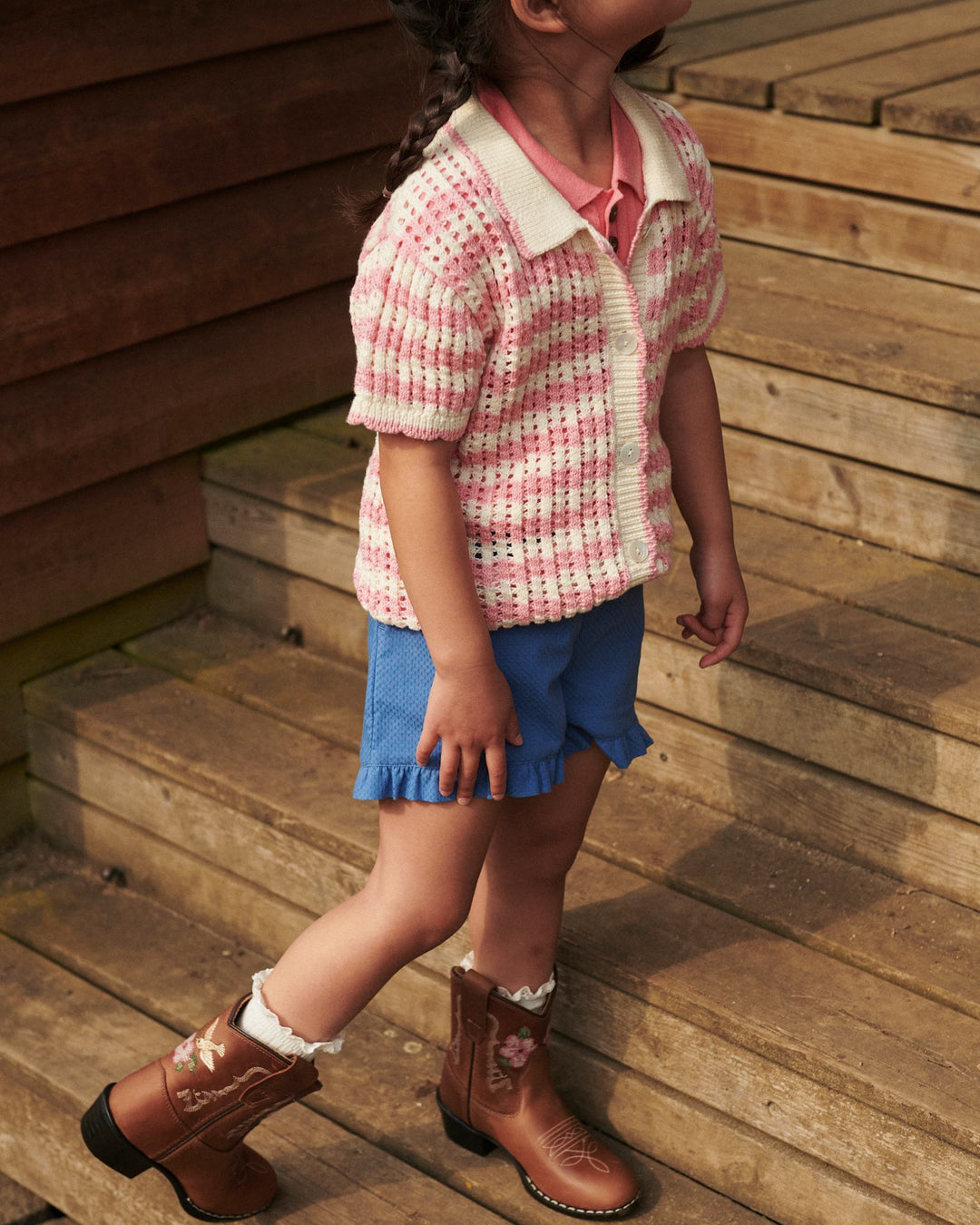 LIMITED COWBOY BOOT LOW - BROWN FLOWER - COGNAC LEATHER