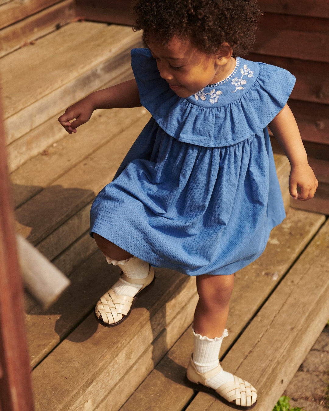 COPENHAGEN COLORS OCEAN BLUE COMB. FRILL DRESS W. DECO EDGE - Children's Dresses COPENHAGEN COLORS OCEAN BLUE COMB. FRILL DRESS W. DECO EDGE - Children's Dresses