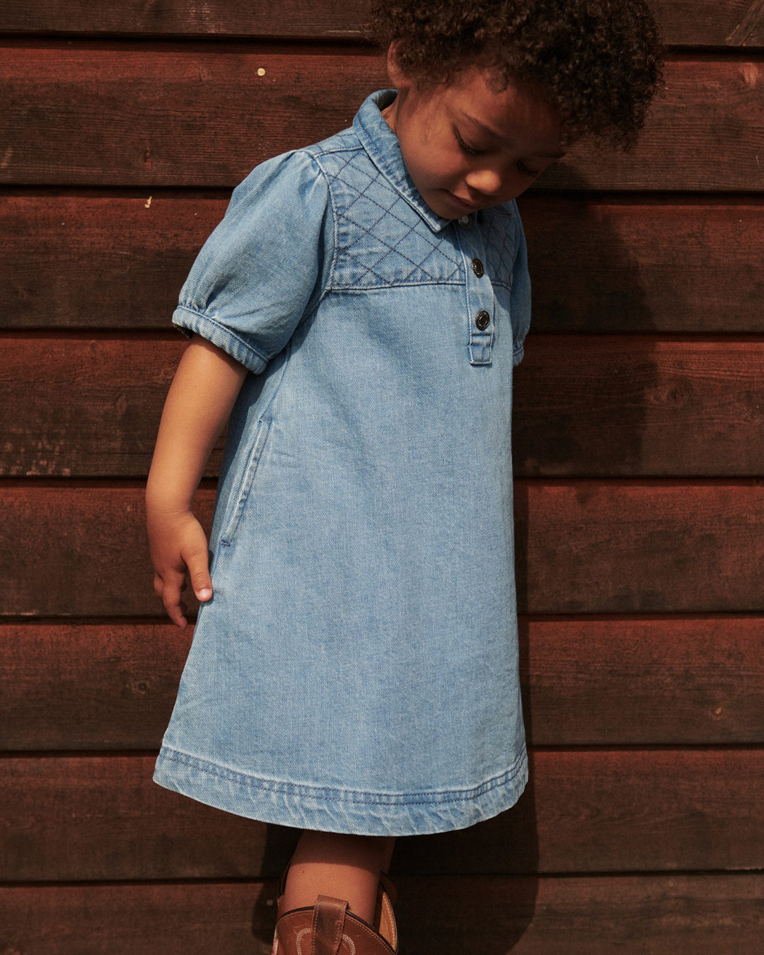 COPENHAGEN COLORS LT. WASHED BLUE QUILT Organic Quilted Denim Dress