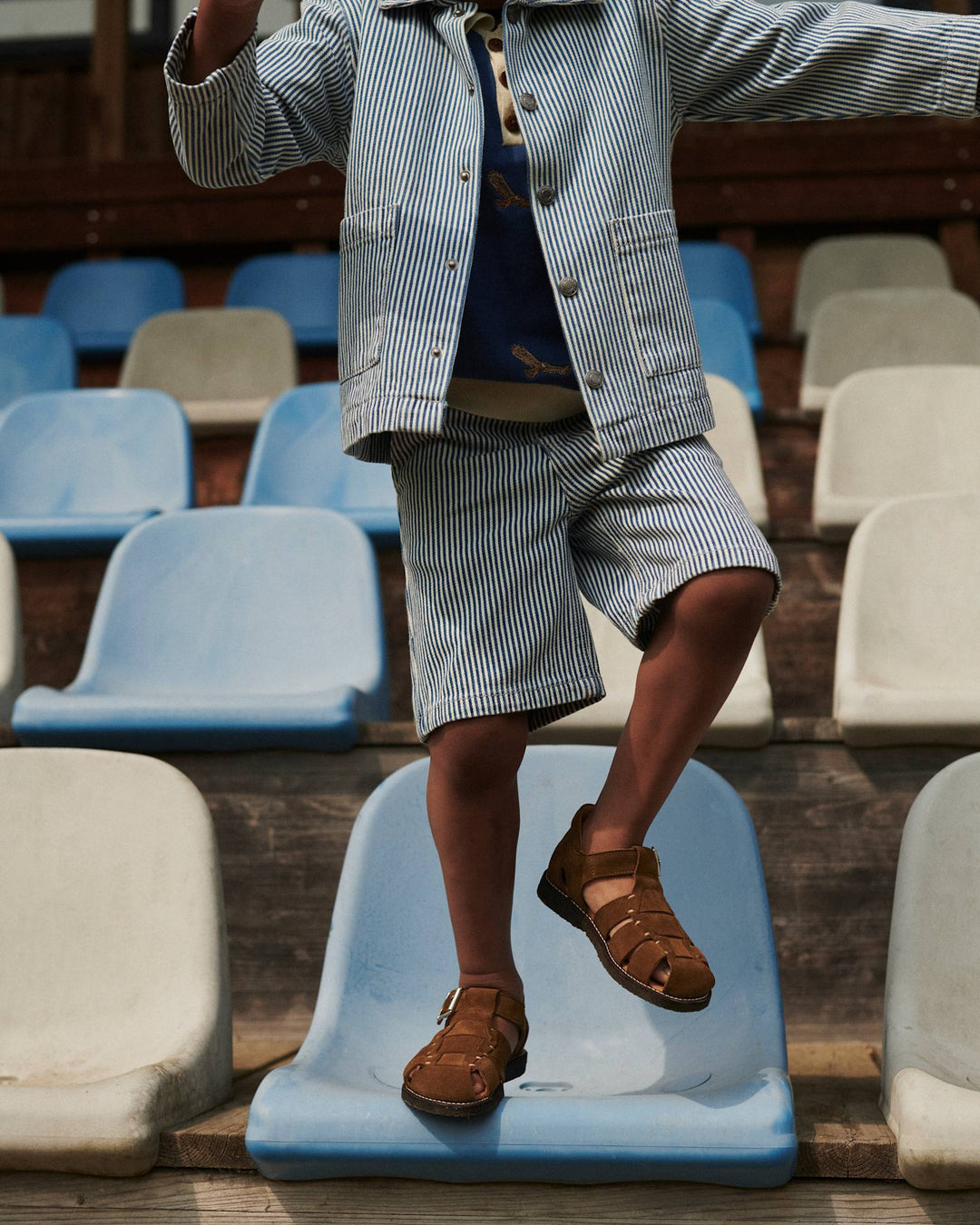 Y/D Stripe Twill Shorts - Denim Blue Stripe