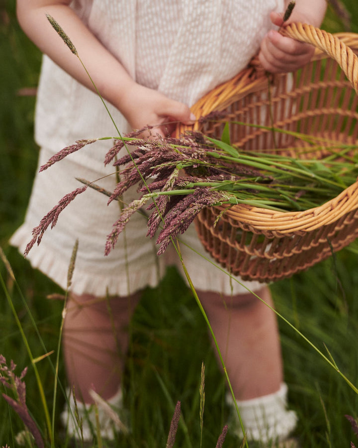 SEERSUCKER BLOUSE W. COLLAR - DUSTY ROSE W CREAM STRIPE