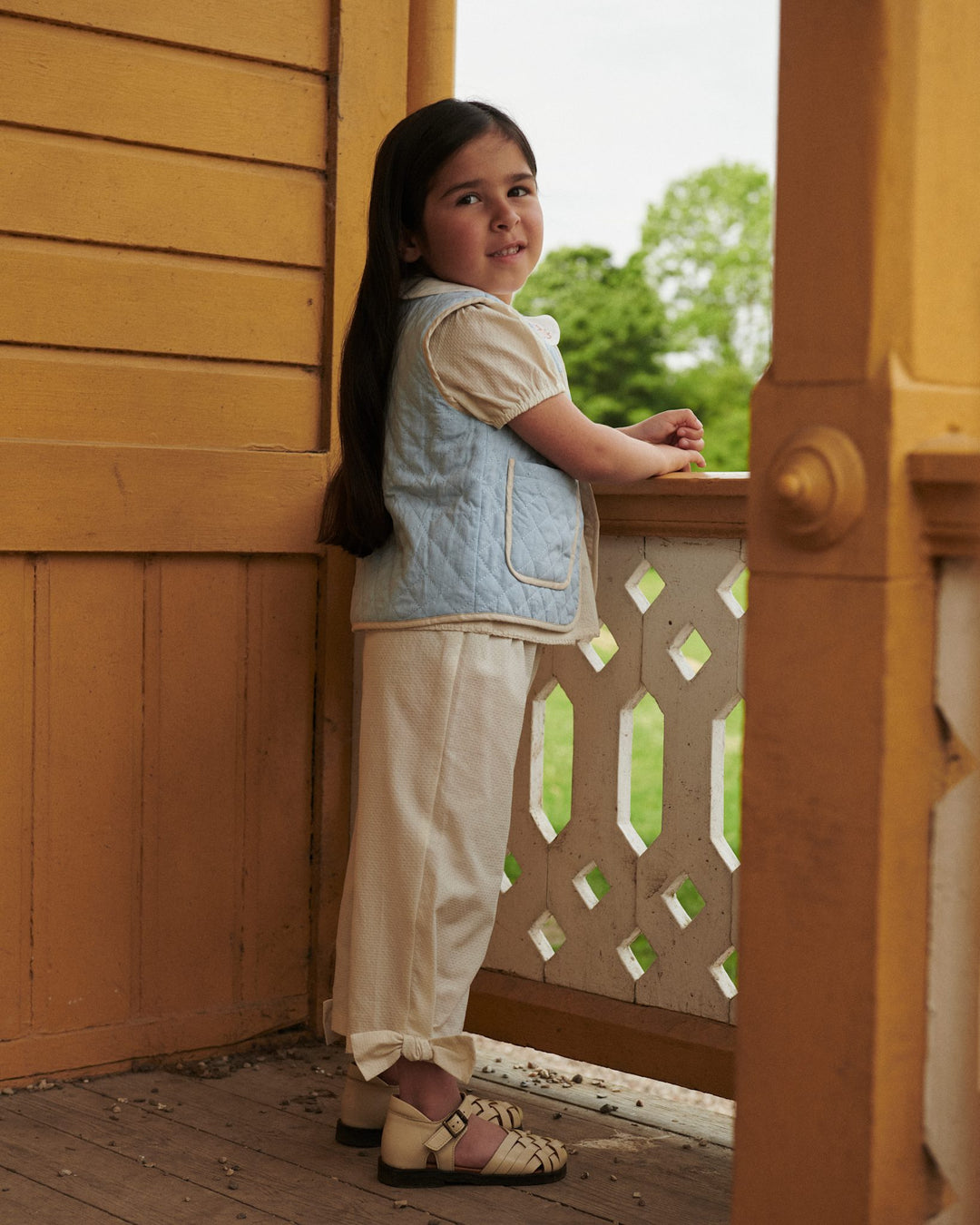 BOW PANTS - PALE YELLOW