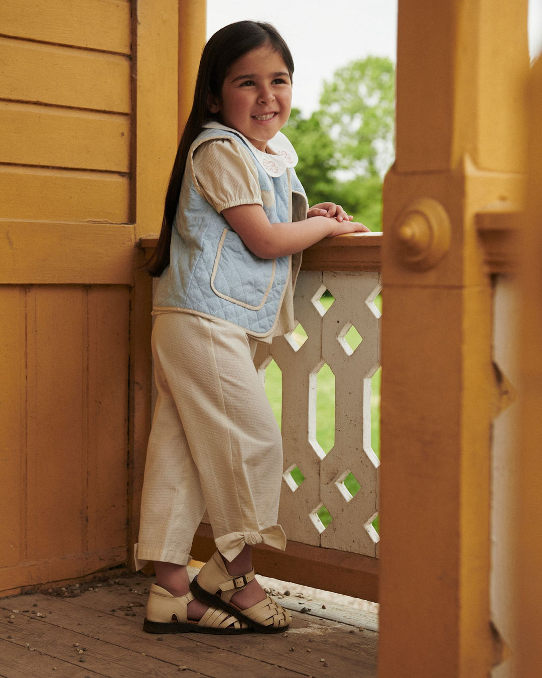 BOW PANTS - PALE YELLOW