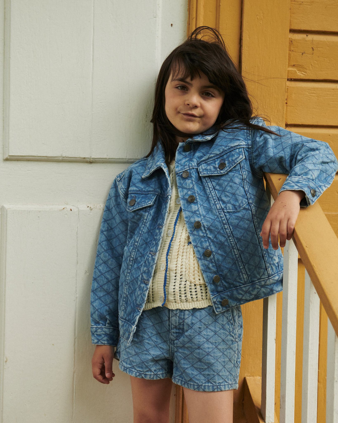 ORGANIC QUILTED DENIM JACKET - LT. WASHED BLUE QUILT