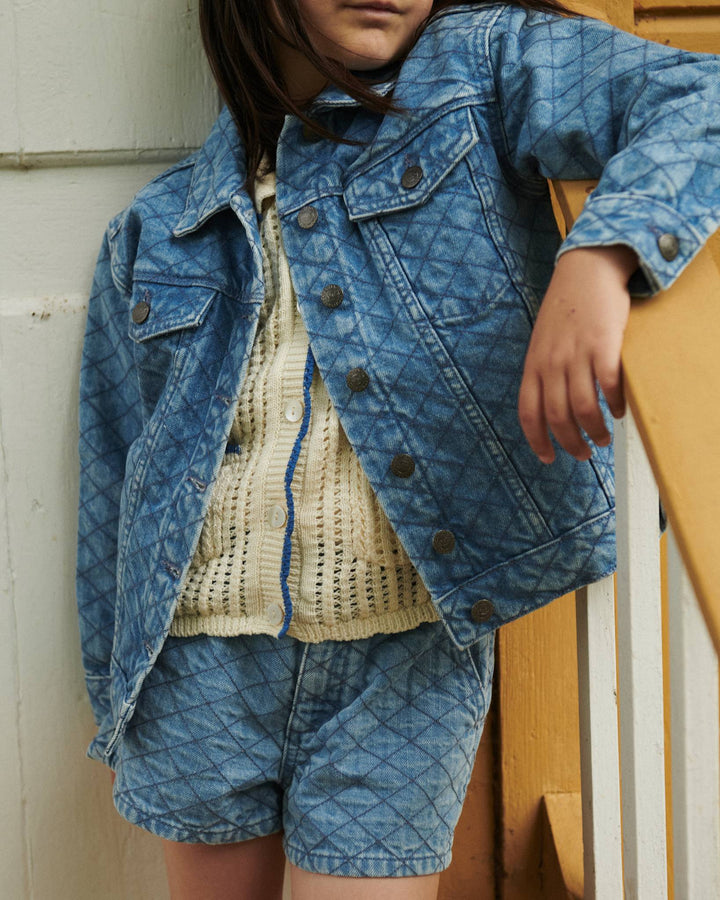 ORGANIC QUILTED DENIM JACKET - LT. WASHED BLUE QUILT