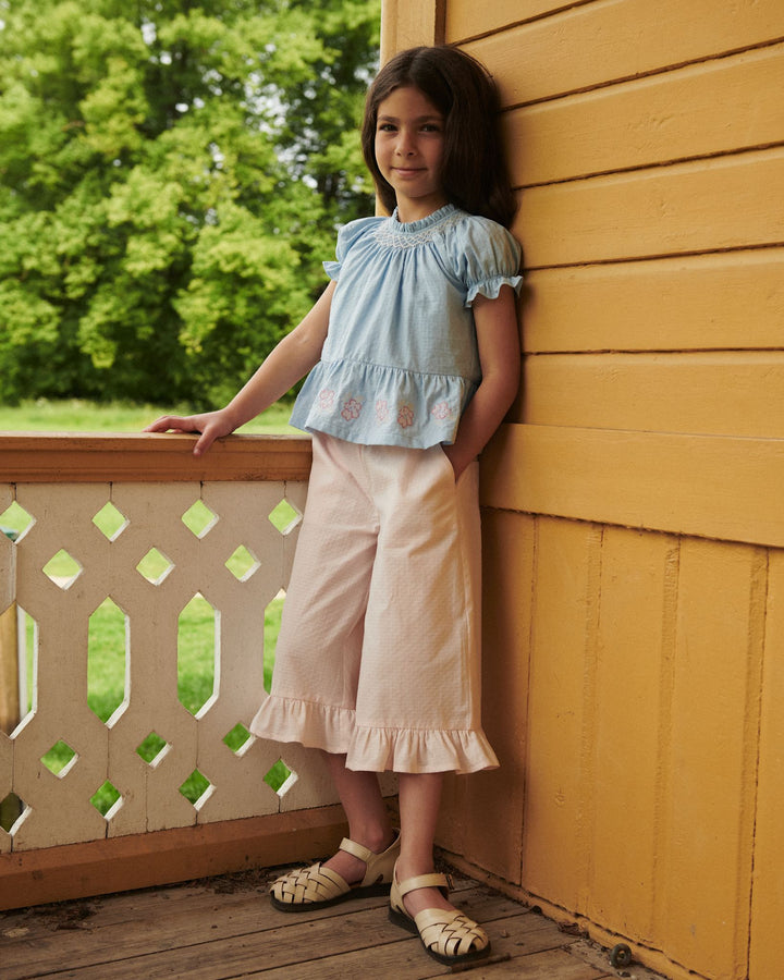 BLOUSE W. SMOCK W. EMB. - LT. BLUE COMB.