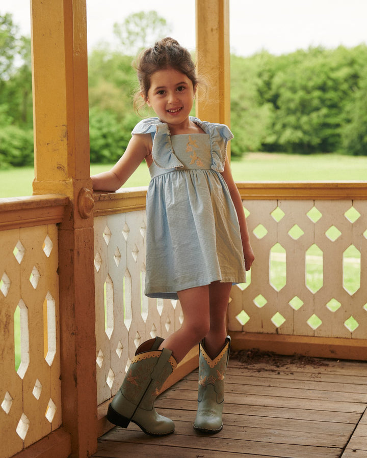 LIMITED COWBOY BOOT HIGH - DUSTY BLUE DOVE - DUSTY BLUE LEATHER