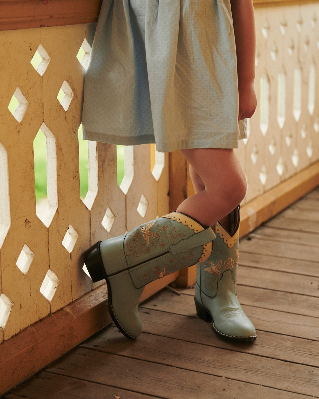 LIMITED COWBOY BOOT HIGH - DUSTY BLUE DOVE - DUSTY BLUE LEATHER