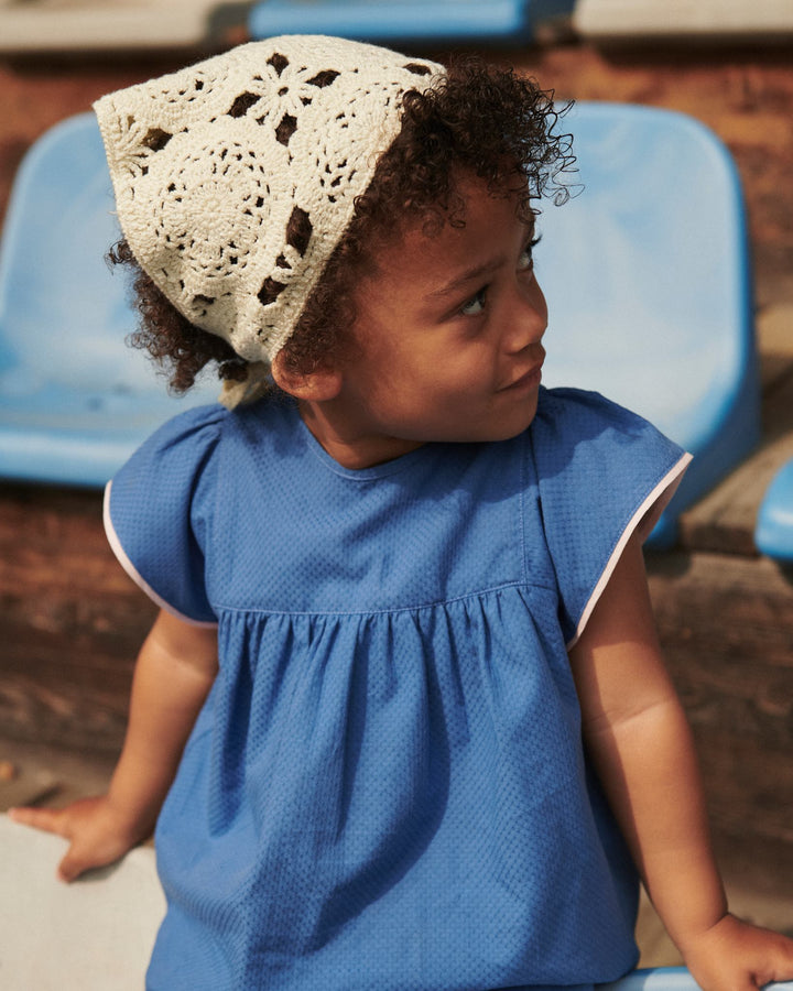 BLOUSE W. CONTRAST PIPING - OCEAN BLUE COMB.