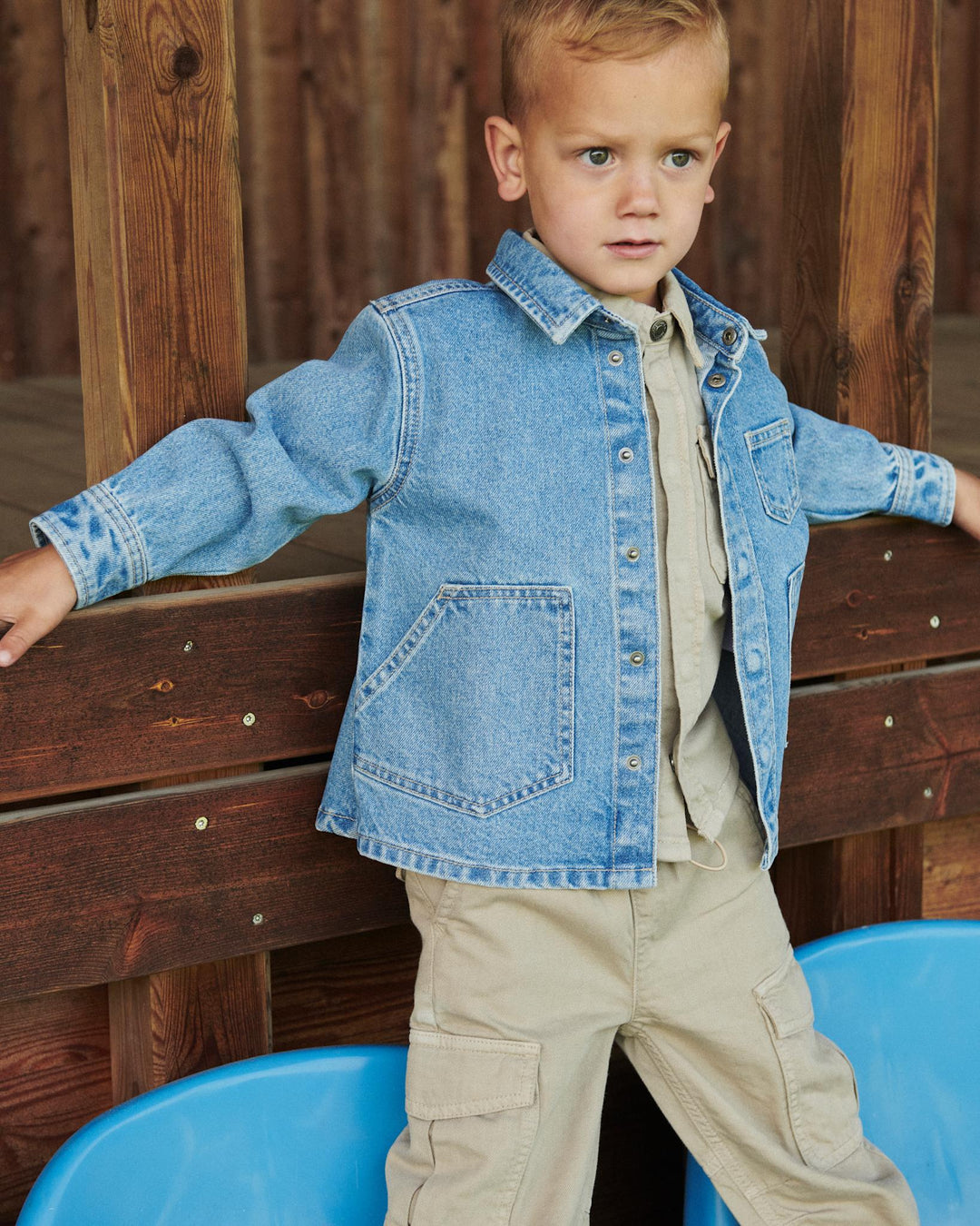 ORGANIC JEANS JACKET - LT BLUE INDIGO WASHED