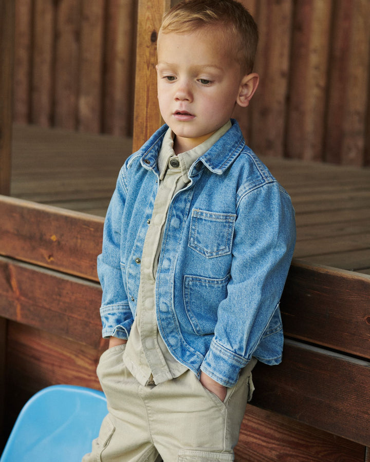 ORGANIC JEANS JACKET - LT BLUE INDIGO WASHED