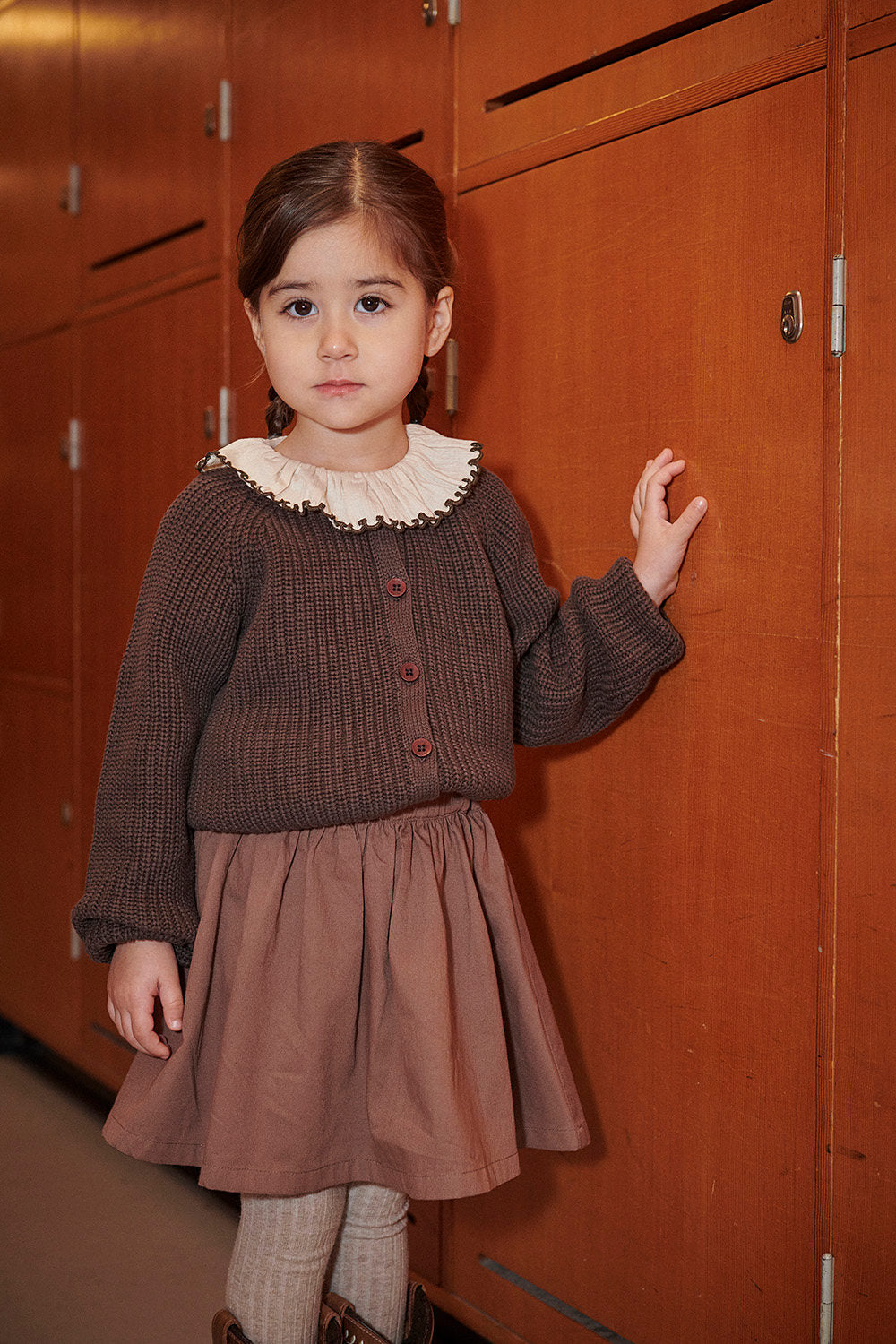 Twill Skirt with adjustable waist - Walnut