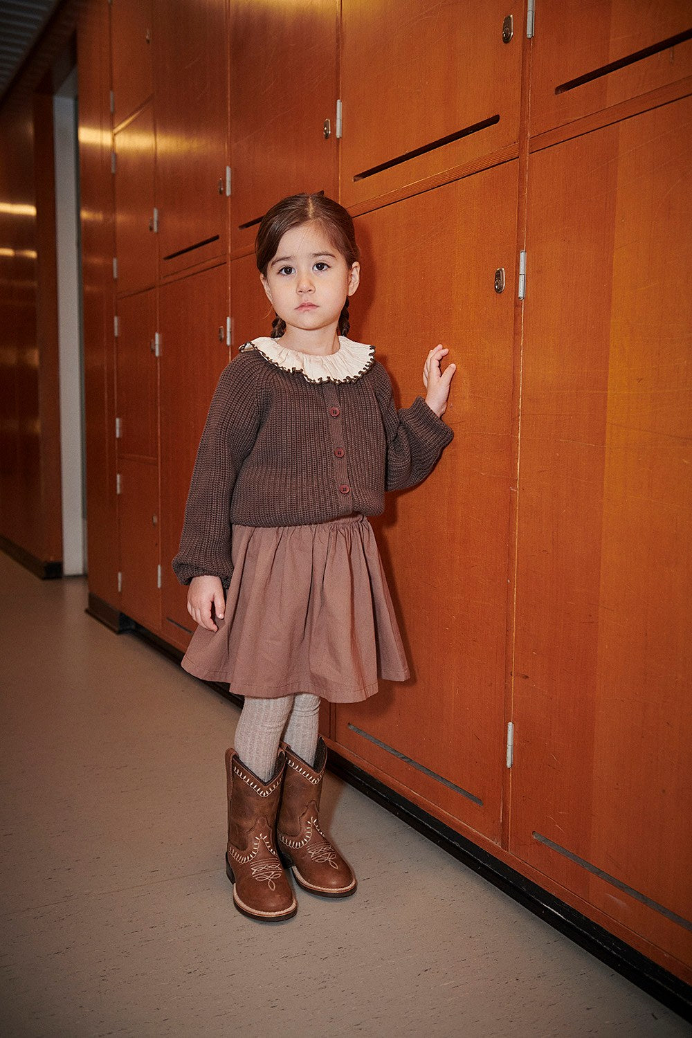 Twill Skirt with adjustable waist - Walnut