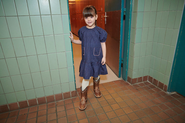Printed Dress w. Pocket - Navy Flower Aop