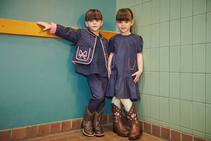 Printed Dress w. Pocket - Navy Flower Aop