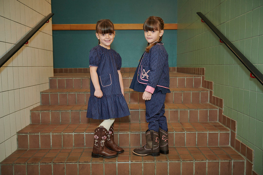 Printed Dress w. Pocket - Navy Flower Aop