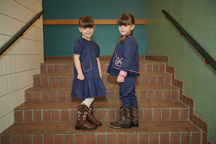 Printed Dress w. Pocket - Navy Flower Aop