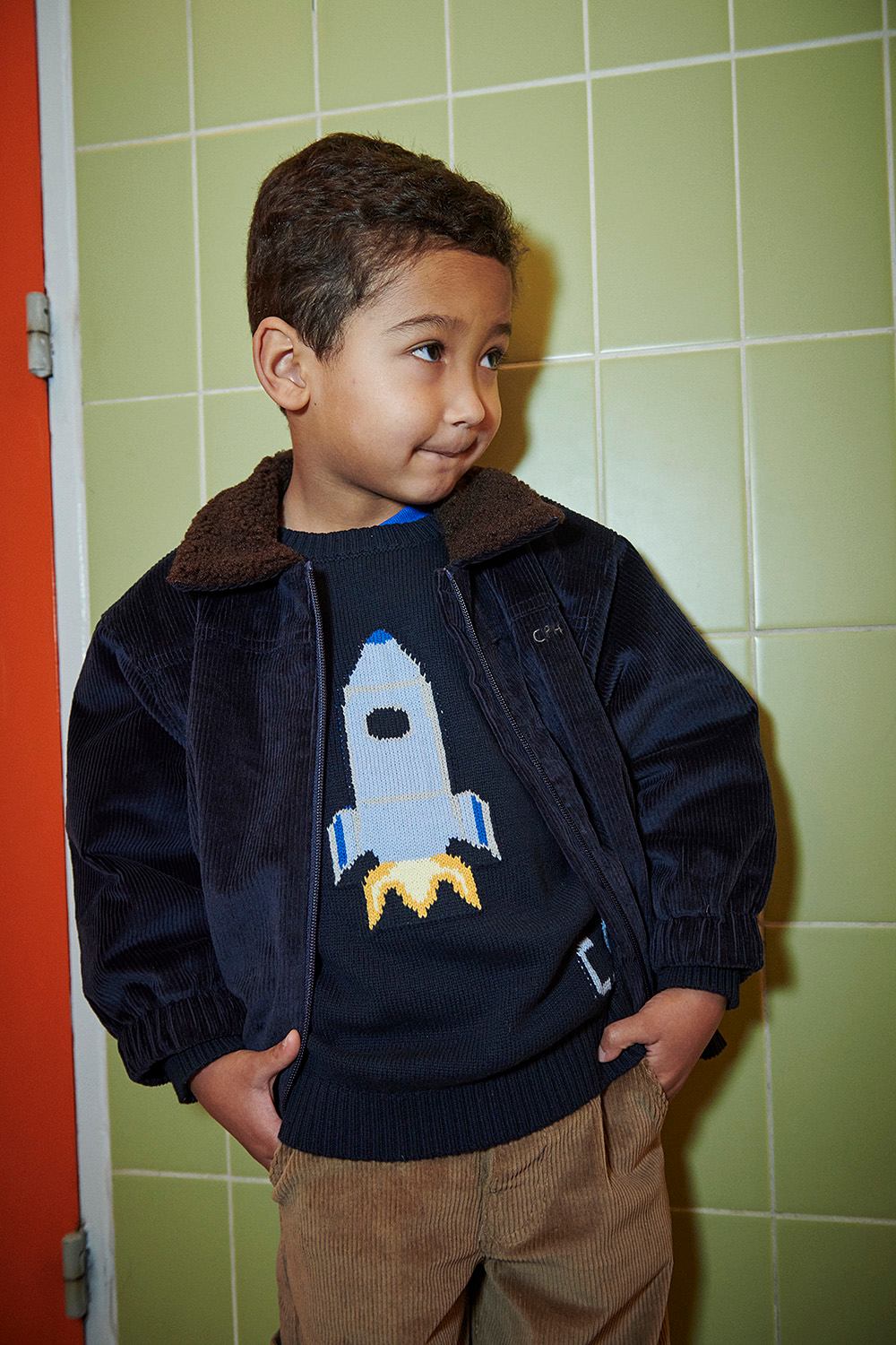 Sweater w. Icon - Navy Rocket Comb.