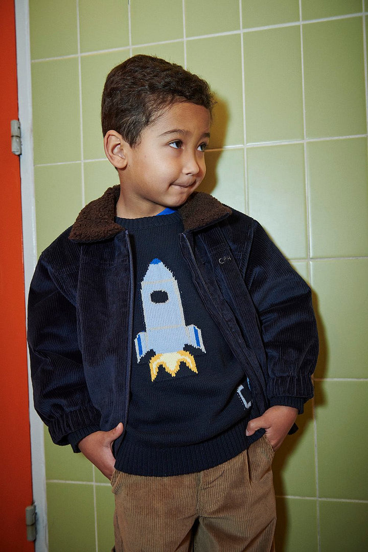Sweater w. Icon - Navy Rocket Comb.