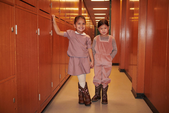 Corduroy Dungaree w. Embroidery - Winter Rose