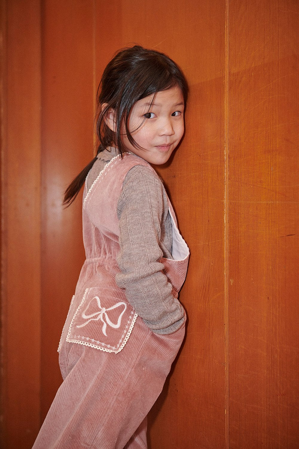 Corduroy Dungaree w. Embroidery - Winter Rose