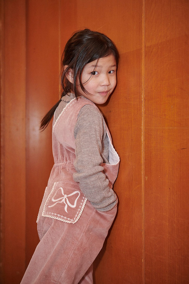 Corduroy Dungaree w. Embroidery - Winter Rose