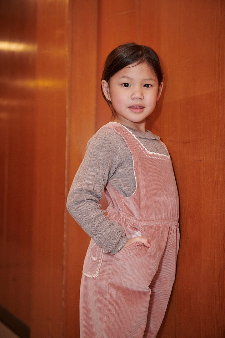 Corduroy Dungaree w. Embroidery - Winter Rose