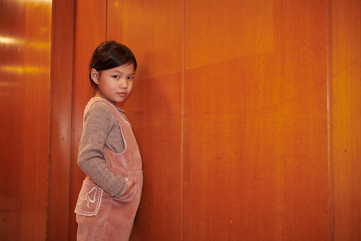 Corduroy Dungaree w. Embroidery - Winter Rose