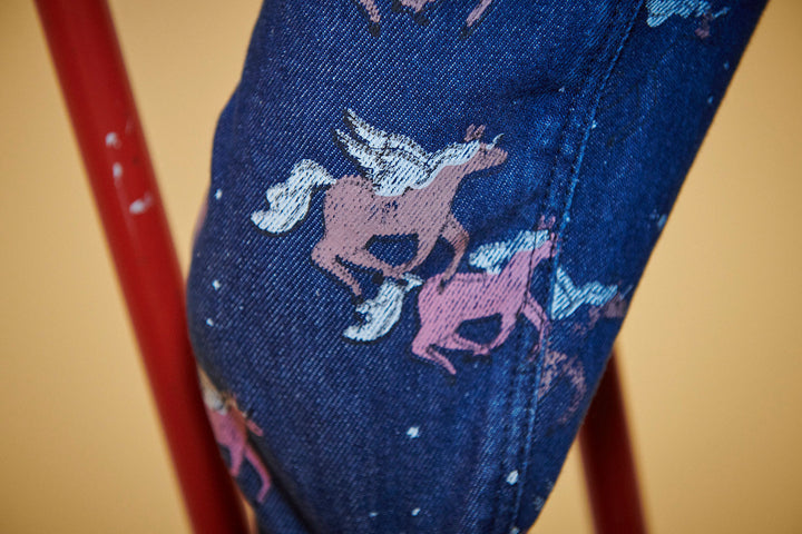Unicorn Denim Jeans Frill at Waist - Dark Unicorn Wash