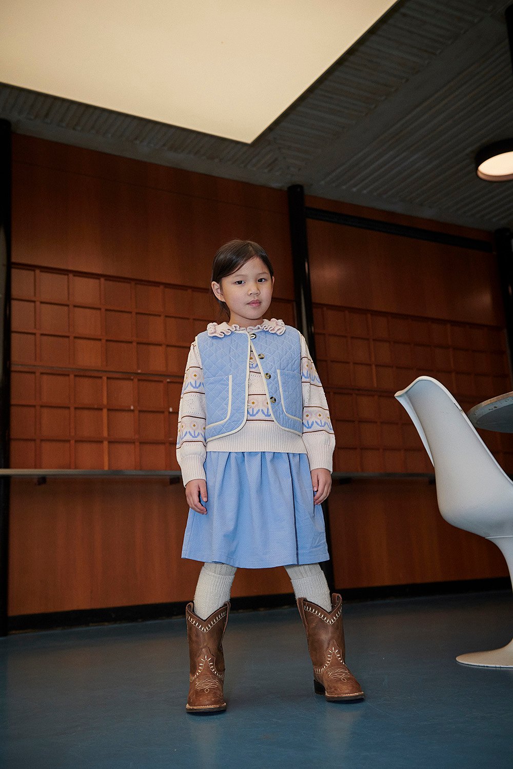 Quilted Vest w. Moon & Star Embroidery - Endless Blue