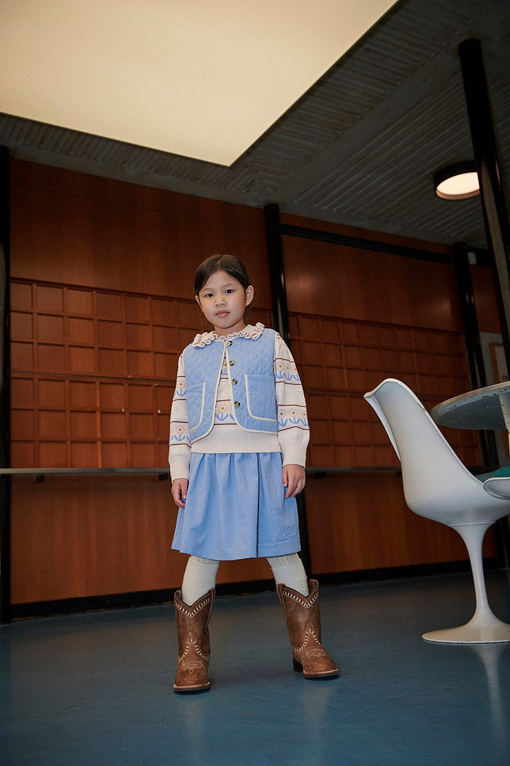 Quilted Vest w. Moon & Star Embroidery - Endless Blue