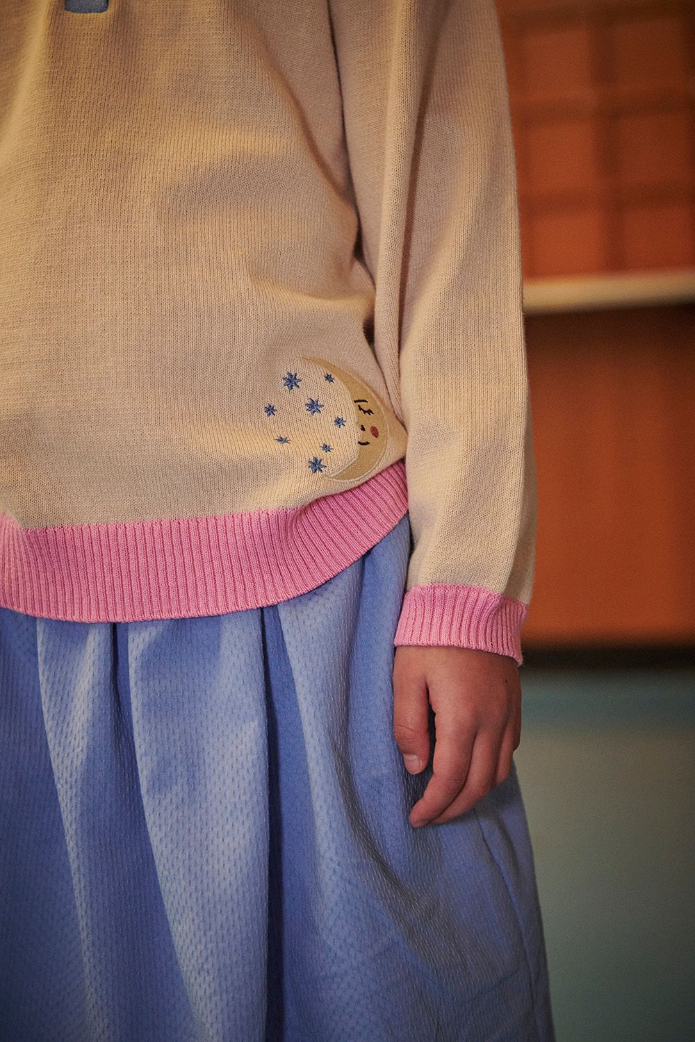 Polo Ls. w. Embroidery - BEIGE MOON COMB