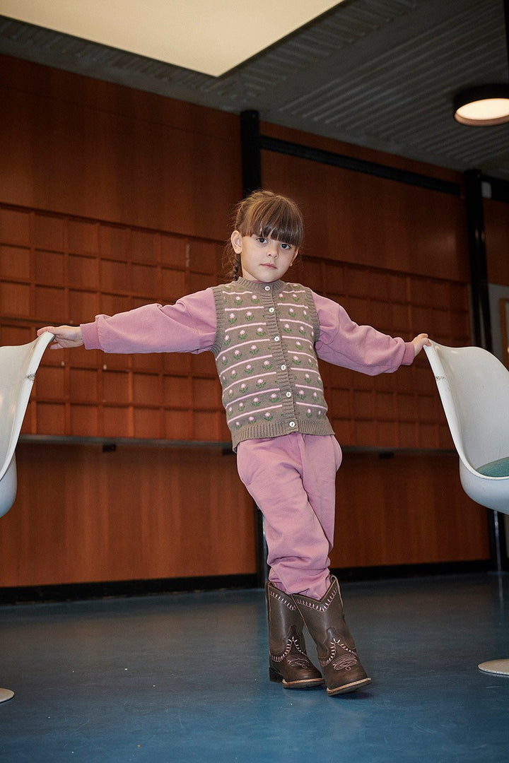 Knitted Flower Pattern Vest - Walnut Flower