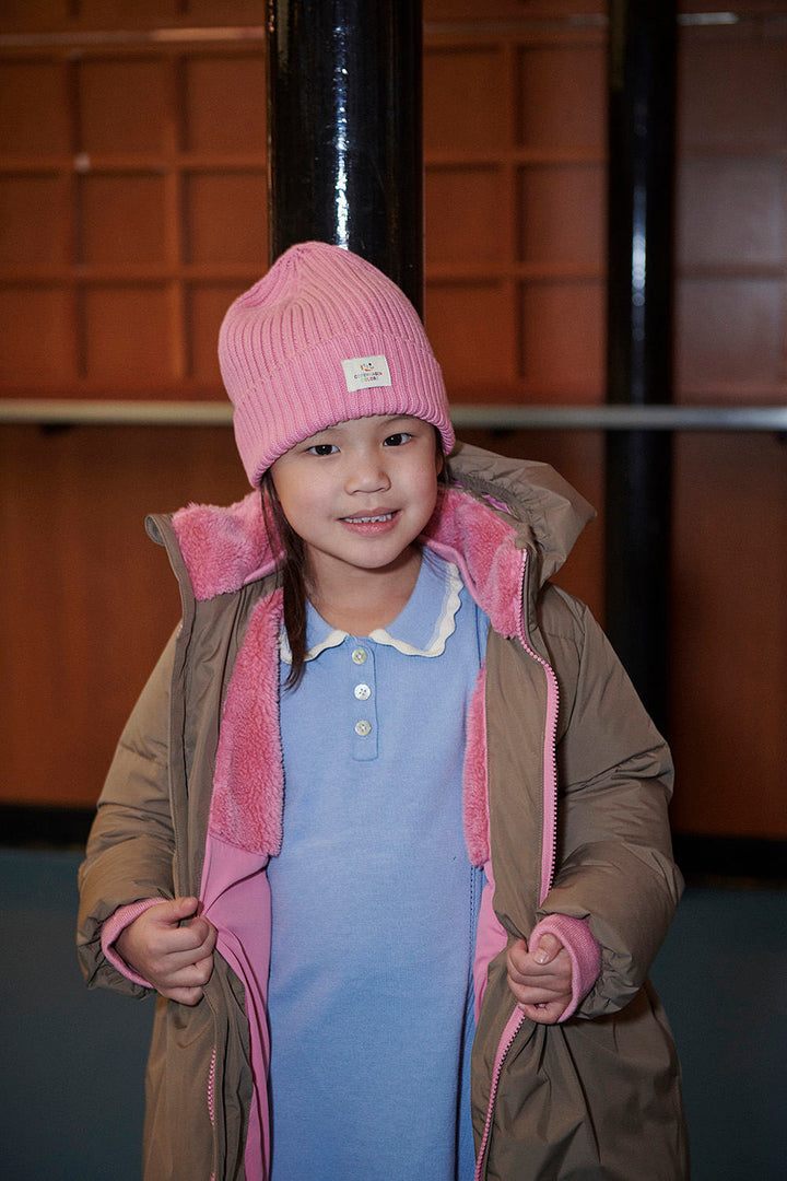 Puffer Long Frill Jacket w. Teddy Lining - Walnut