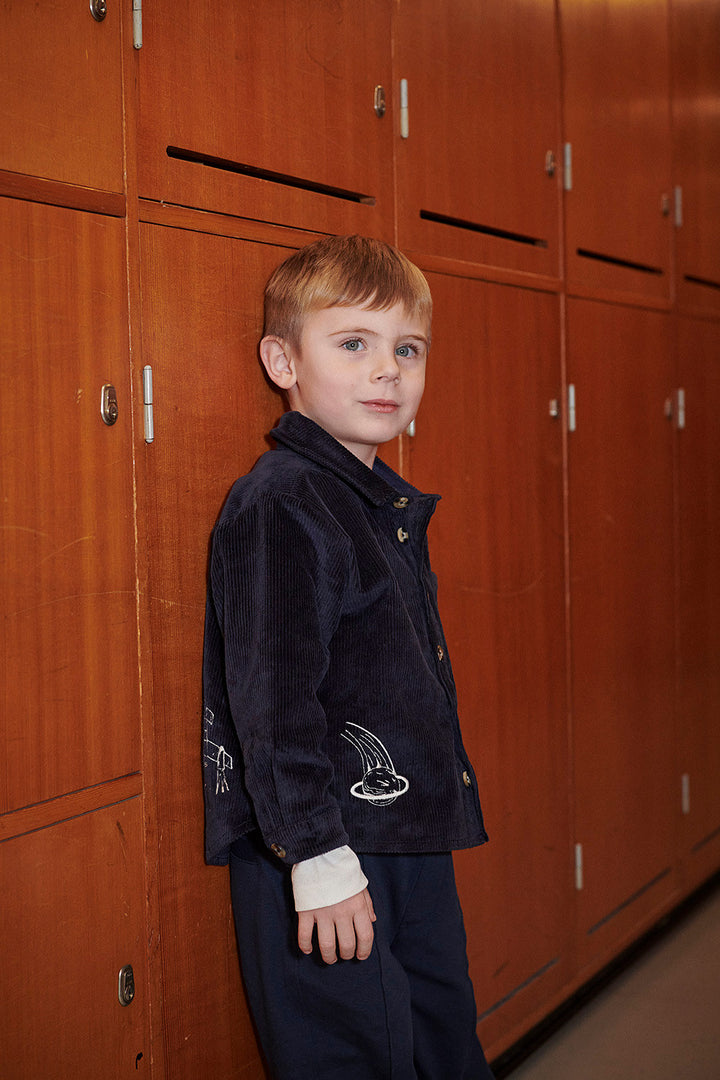CORDUROY OVERSHIRT W. EMB. - NAVY