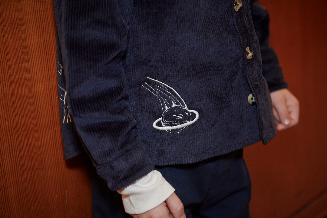 CORDUROY OVERSHIRT W. EMB. - NAVY