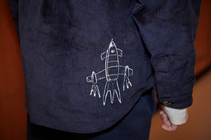 CORDUROY OVERSHIRT W. EMB. - NAVY