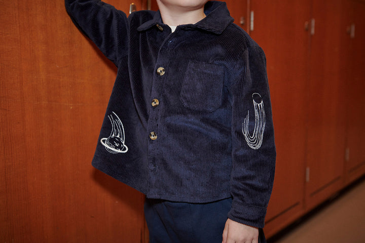 CORDUROY OVERSHIRT W. EMB. - NAVY
