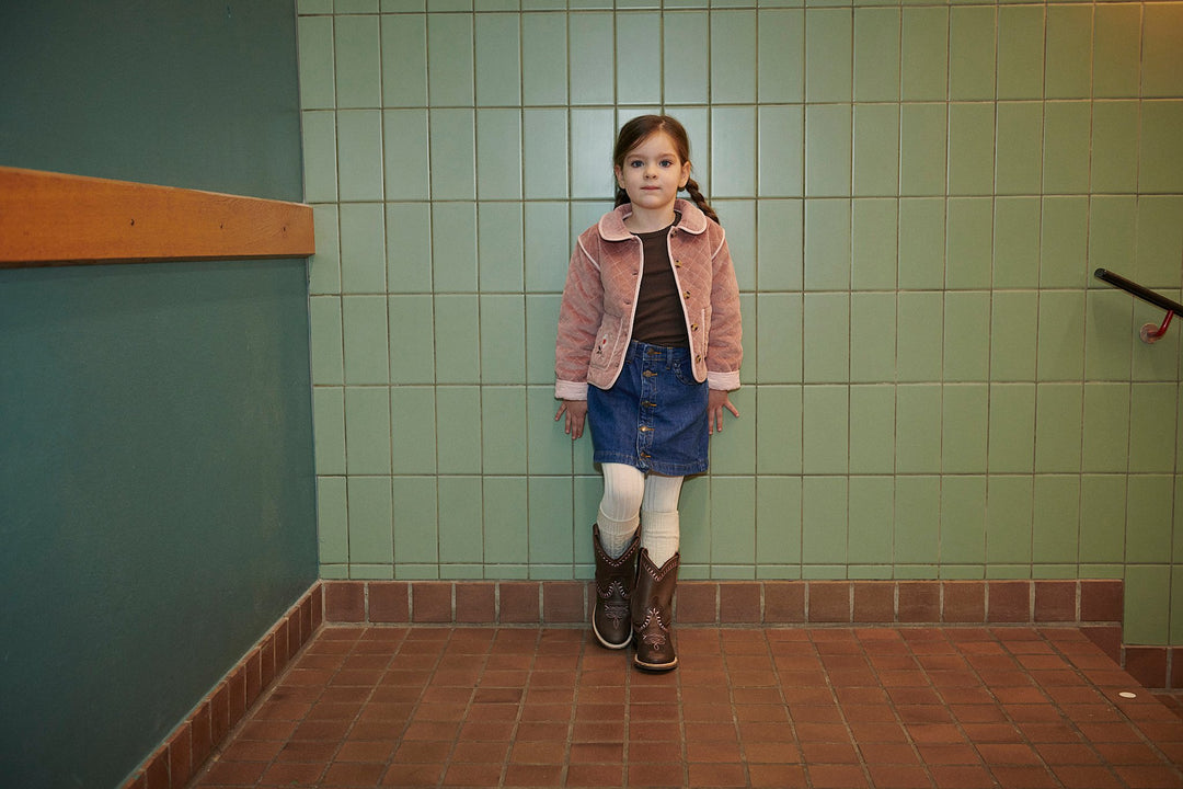 Denim Skirt w. Braid Details - Indigo Blue Wash