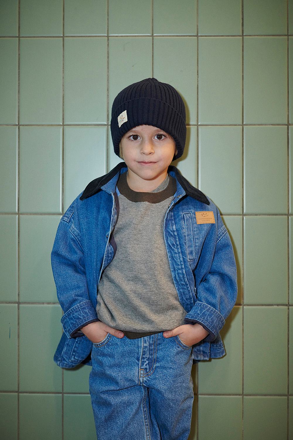 Denim Jacket w. Corduroy Collar - Indigo Blue Washed w. Navy Blazer Corduroy