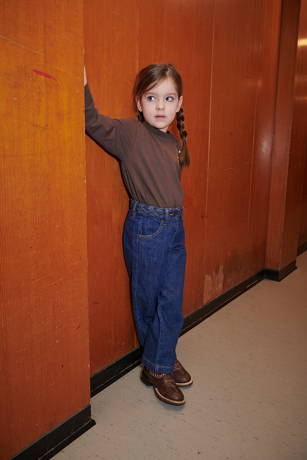 Denim Jeans w. Braid Waist - Wide Fit - Indigo Blue Wash