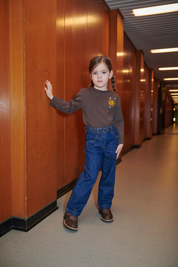Denim Jeans w. Braid Waist - Wide Fit - Indigo Blue Wash