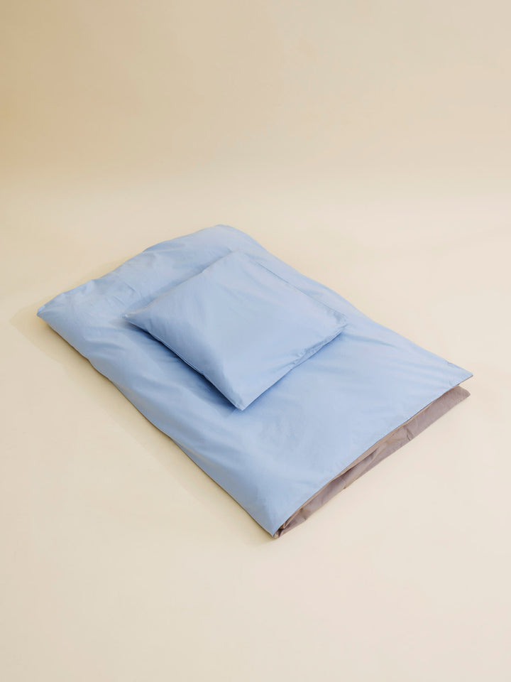 FUTURE BABY BED LINEN 110*125/35*55 (SE)* - DUSTY BLUE/ DARK GREY