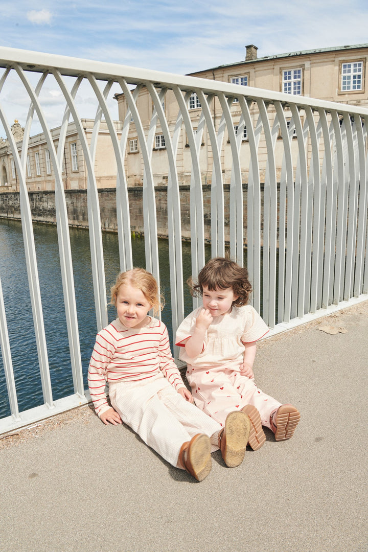 TWILL HEART PANTS - DUSTY ROSE W BERRY HEARTS