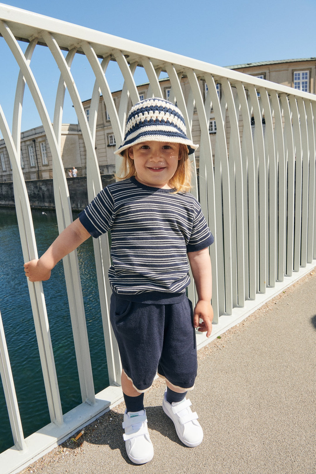 LT. KNITTED T-SHIRT SS - NAVY/CREAM COMB.