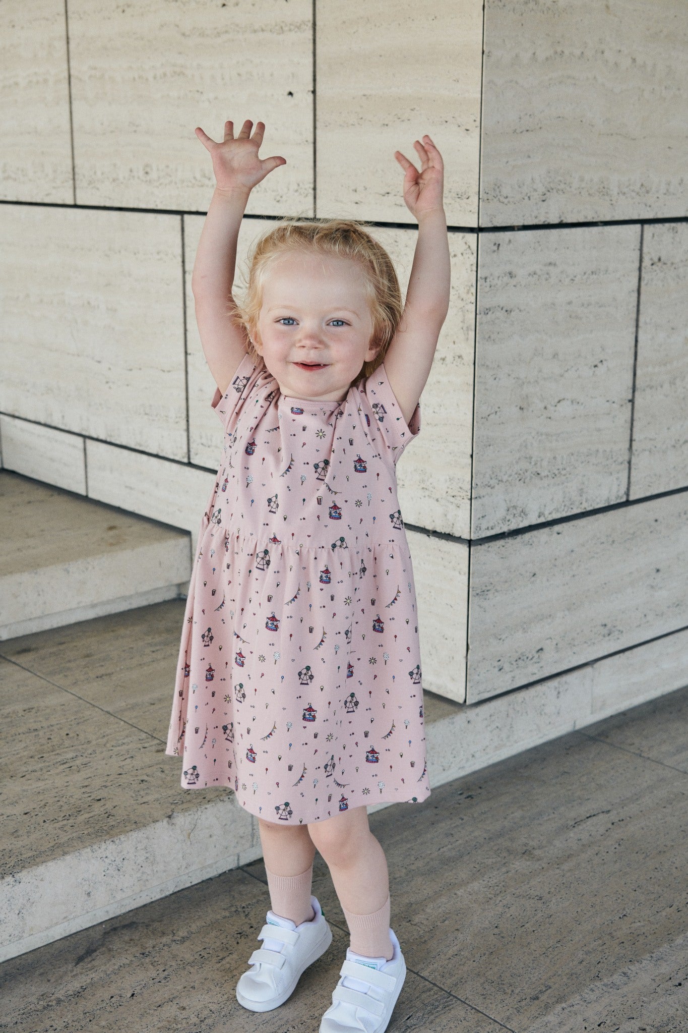 JERSEY DRESS W PRINT - DUSTY ROSE TIVOLI PRINT