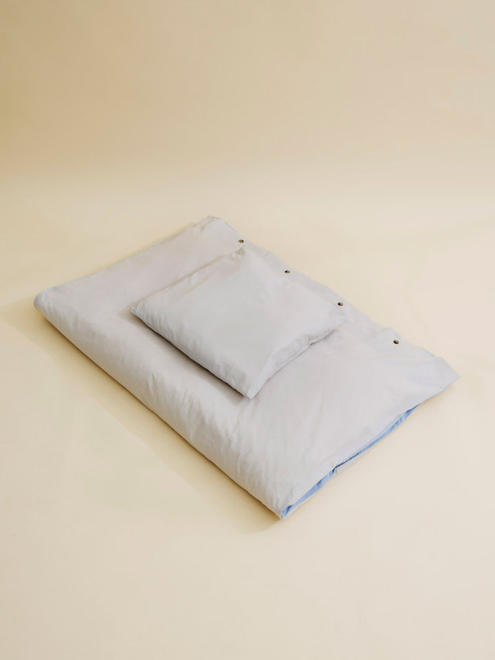 FUTURE BABY BED LINEN 110*125/35*55 (SE)* - LT. GREY/ DUSTY BLUE