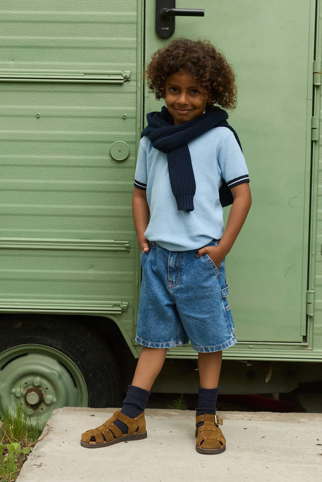 Denim Cargo Shorts - Indigo Blue Washed