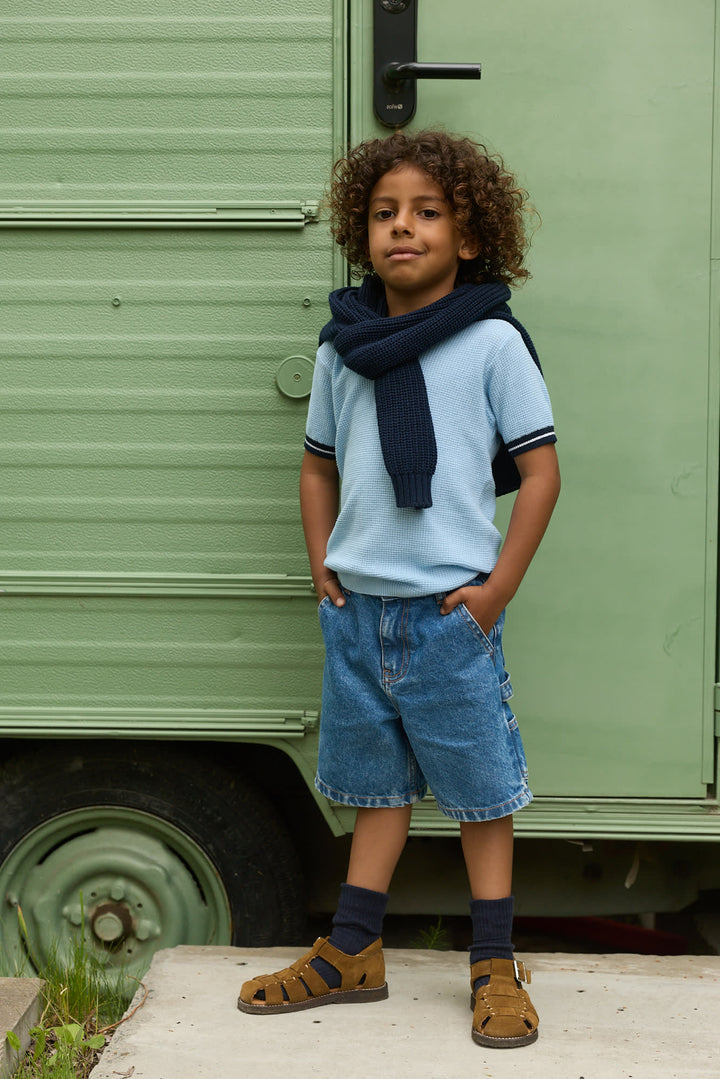 Denim Cargo Shorts - Indigo Blue Washed
