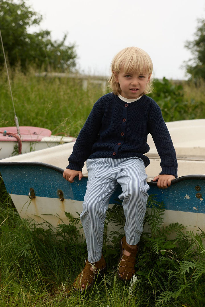 Knitted Classic Rib Cardigan - Navy